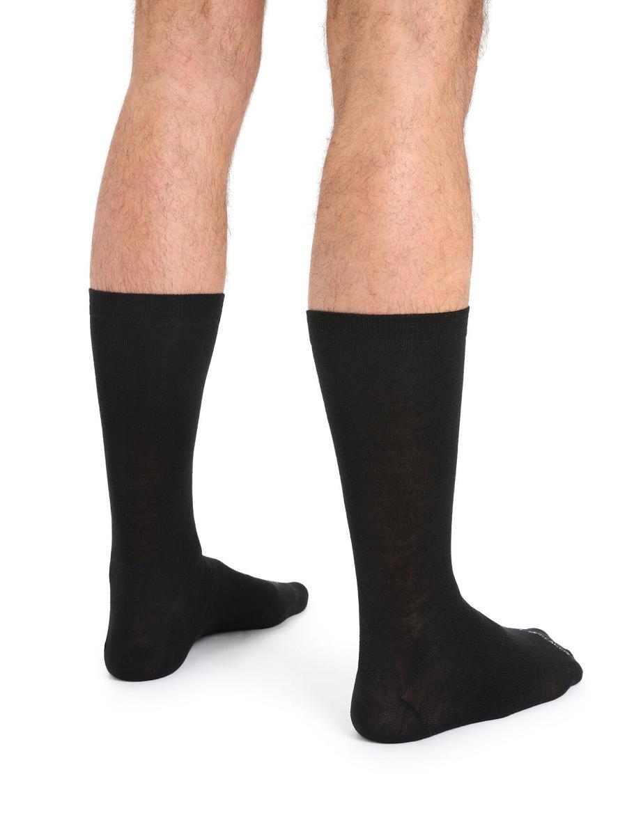 Men's Icebreaker Merino Lifestyle Fine Gauge Crew Socks Black | CA 1936OKIR